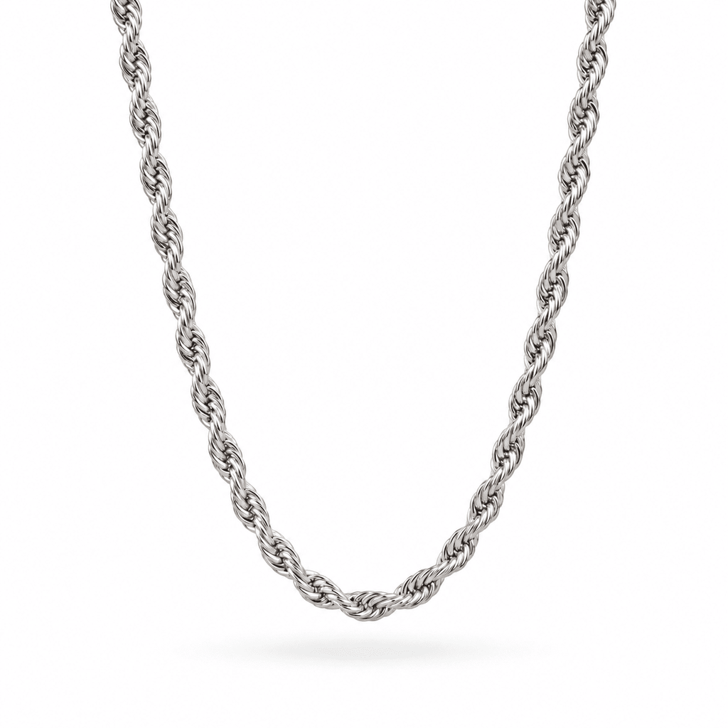 Silver Twisted Rope Chain Necklace