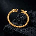 Dragon Head Gold Stainless Steel Cuff Bracelet