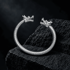 Dragon Head Silver Stainless Steel Cuff Bracelet