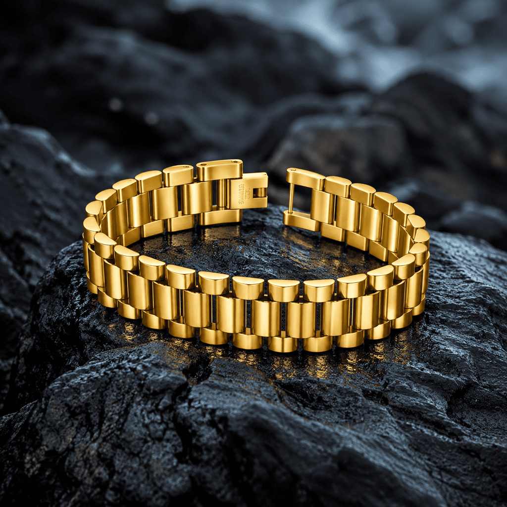 President Classic Golden Stainless Steel Bracelet