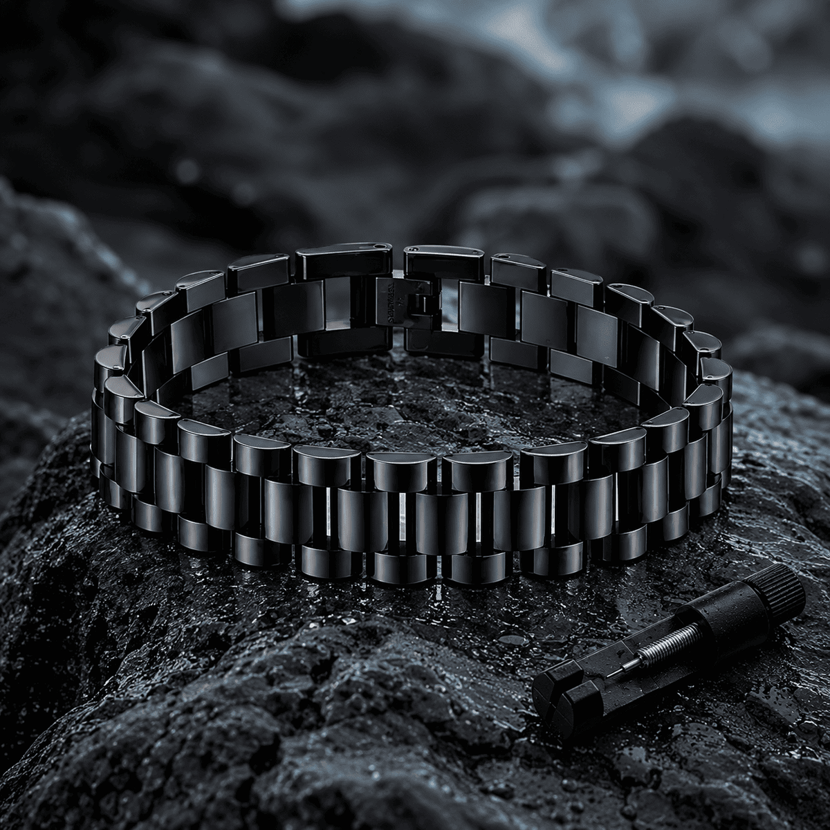 President Classic Black Stainless Steel Bracelet