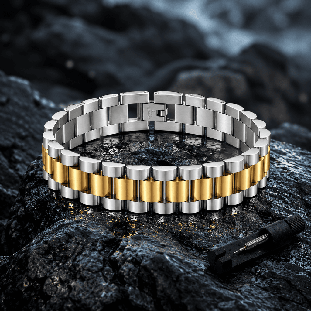 President Classic  Silver & Gold Stainless Steel Bracelet