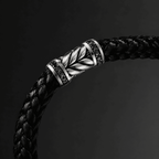 Black Braided Cord Silver Chevron Bracelet
