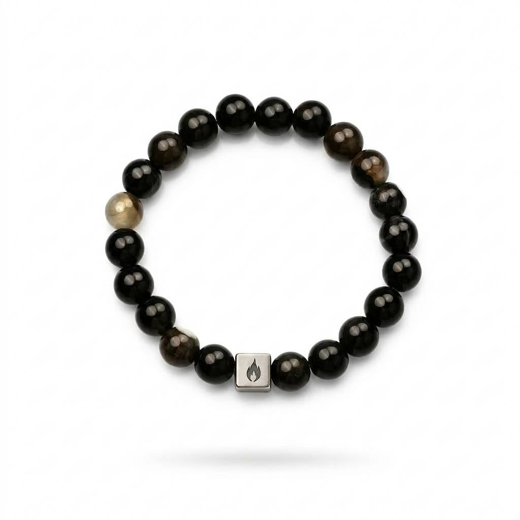 Black Obsidian Bead Accent Bracelet