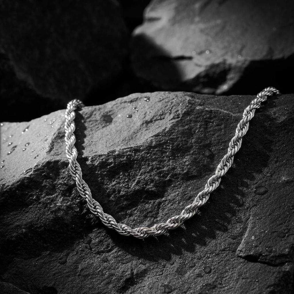 Silver Twisted Rope Chain Necklace