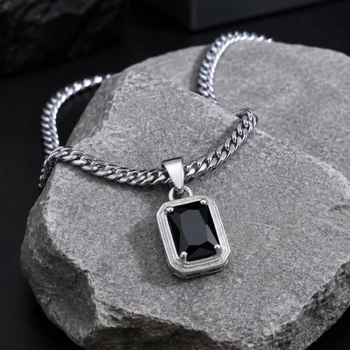 Black Emerald Cut Gemstone Pendant