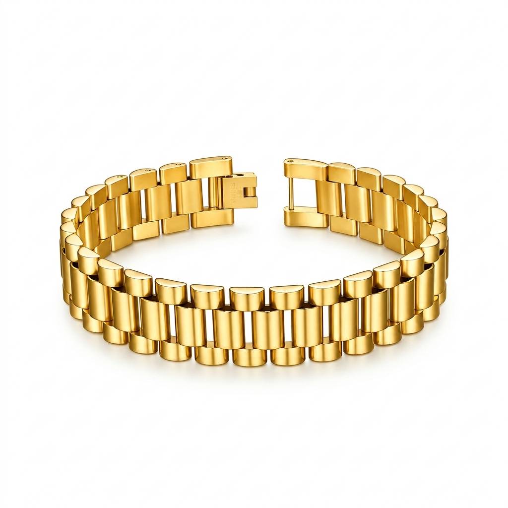 President Classic Golden Stainless Steel Bracelet