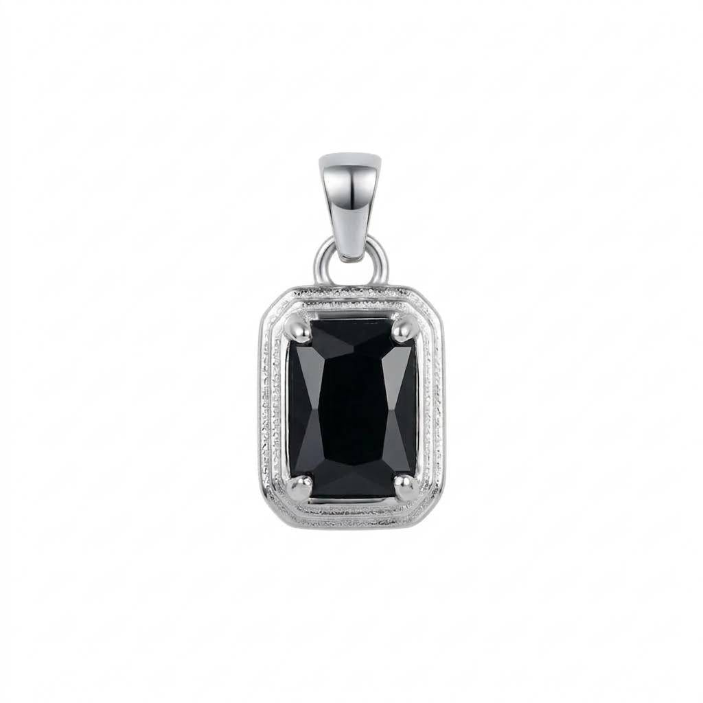 Black Emerald Cut Gemstone Pendant