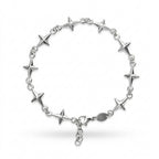 Silver Four Point Star Link Chain Bracelet