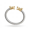 Dragon Head Golden & Silver Stainless Steel Cuff Bracelet