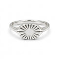 Silver Engraved Sunburst Oval Signet Ring