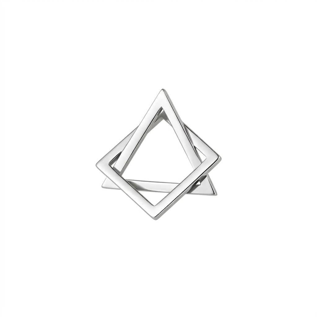 Silver Interlocking Geometric Triangle Pendant