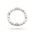 White Howlite Marble Steel Logo Beaded Bracelet