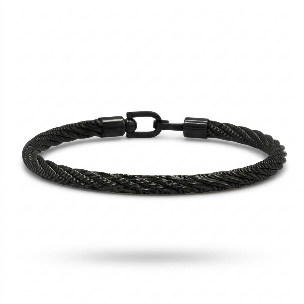 Twisted Cable Steel Clasp Cuff Bracelet