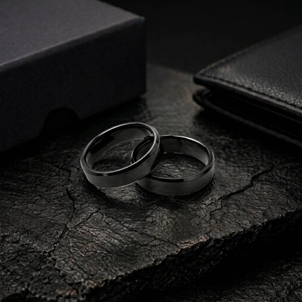 Minimal Brushed Matte Black Band Ring