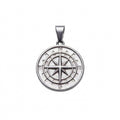 Minimalist Silver Compass Rose Medallion Pendant