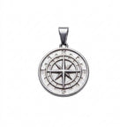 Minimalist Silver Compass Rose Medallion Pendant