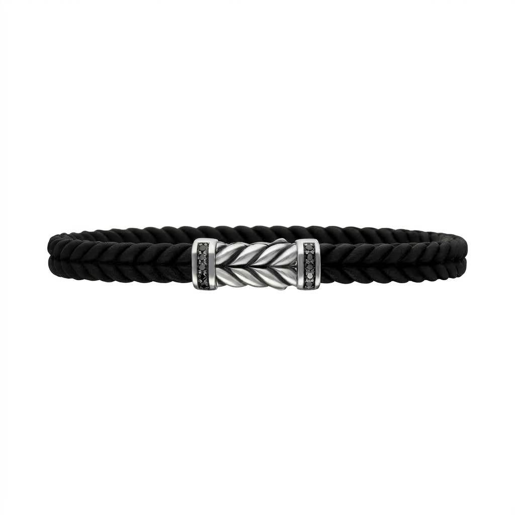 Black Braided Cord Silver Chevron Bracelet