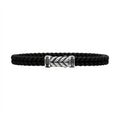 Black Braided Cord Silver Chevron Bracelet