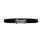 Black Braided Cord Silver Chevron Bracelet