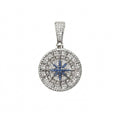 Iced Blue Star Compass Medallion Pendant Necklace