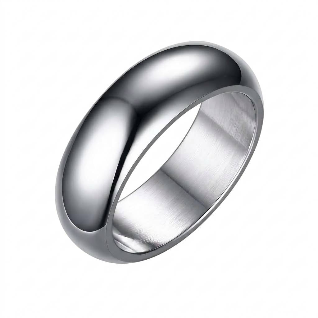 Rhodium Plated Solid Titanium Classic Silver Band
