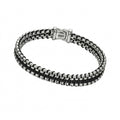 Woven Silver Box Chain Black Bracelet