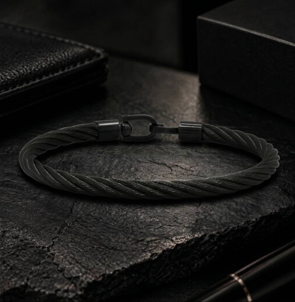 Twisted Cable Steel Clasp Cuff Bracelet