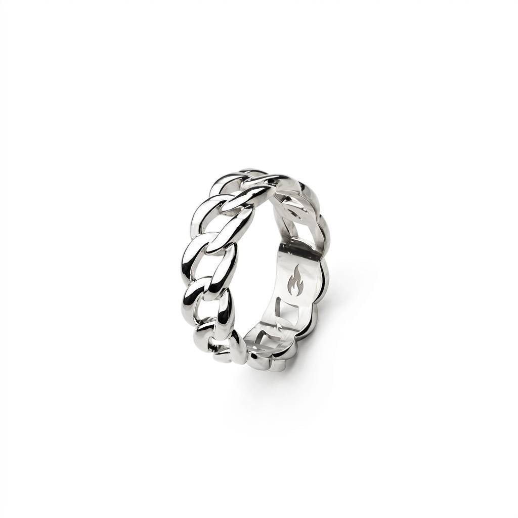 Polished Silver Cuban Curb Chain Ring