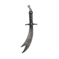 Antique Silver La-Fateh Zulfiqar Sword Engraved Pendant