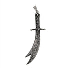 Antique Silver La-Fateh Zulfiqar Sword Engraved Pendant