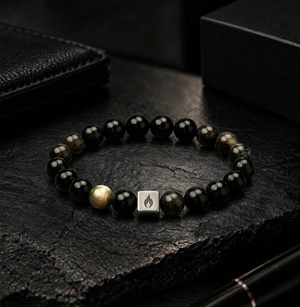 Black Obsidian Bead Accent Bracelet