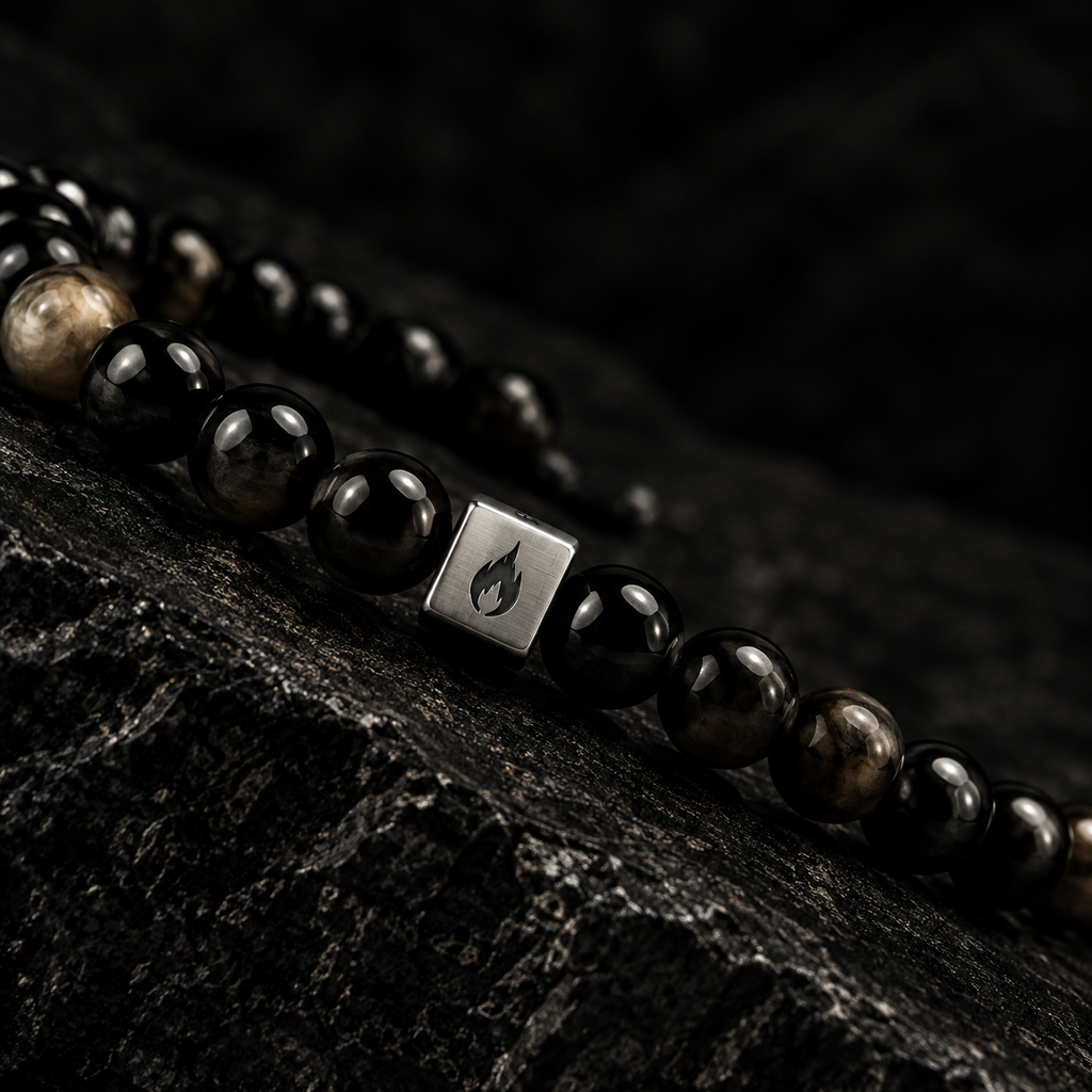 Black Obsidian Bead Accent Bracelet