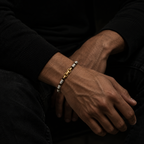 Gold Howlite Black Onyx Beaded Bracelet